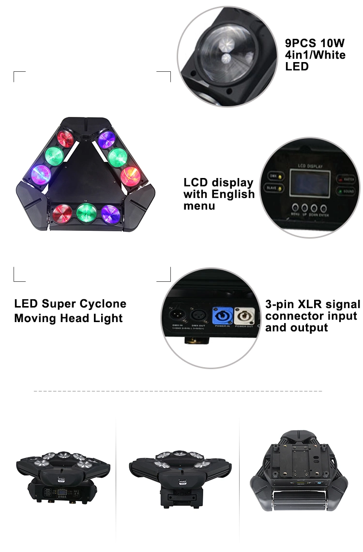 Popular Products 9X10W 4in1 RGBW LED Beam Mix Color LED Spider Moving Head Stage Light