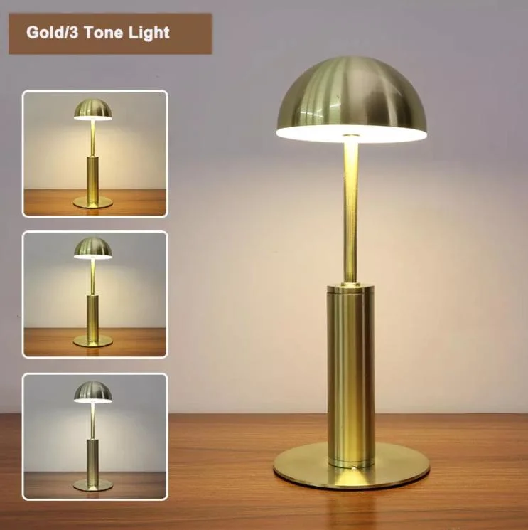 Modern Metal Bar Restaurant Cafe Decoration Bedside Table Lamps 3 Colors Stepless Dimming Popular Style Tricolor Dimming Rechargeable Decorative LED Desk Light