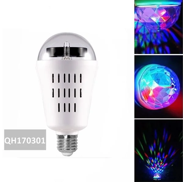Rotation RGB LED Crystal Magic Ball Light Bulb Colorful Lamp Disco Rotating Stage Light