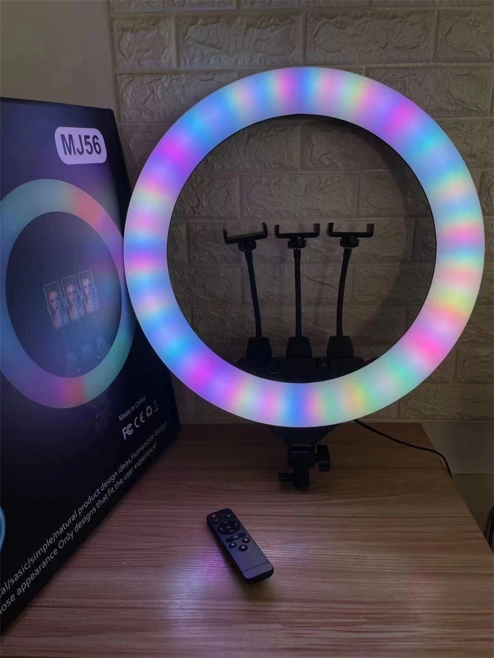 Mj56 22 Inch RGB LED Ring Light with Stand, 60W Dimmable Bi-Color 3200K-5600K CRI 95+ with Special Scenes Effect for Video